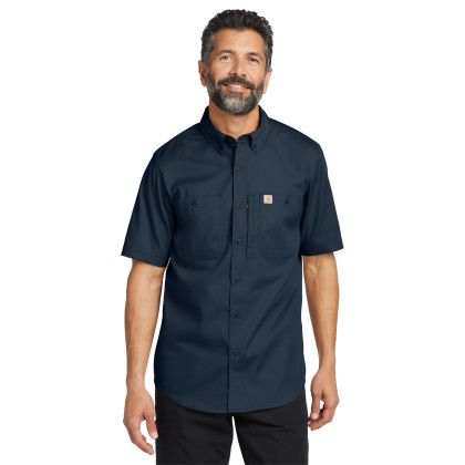 Custom Carhartt Rugged Professional Series Short Sleeve Shirt - Navy Front view Custom Carhartt Rugged Professional Series Short Sleeve Shirt - Navy Front view