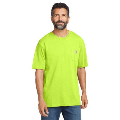 Custom Carhartt Workwear Pocket Short Sleeve T-Shirt - Bright Lime Green Front view Custom Carhartt Workwear Pocket Short Sleeve T-Shirt - Bright Lime Green Front view
