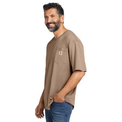 Custom Carhartt Tall Workwear Pocket Short Sleeve T-Shirt - Desert Side view Custom Carhartt Tall Workwear Pocket Short Sleeve T-Shirt - Desert Side view