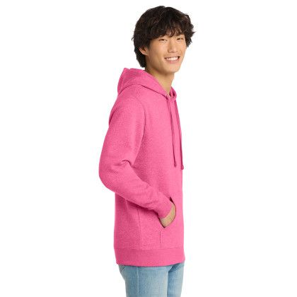 Custom District V.I.T. Fleece Hoodie - Awareness Pink heather Side view Custom District V.I.T. Fleece Hoodie - Awareness Pink heather Side view