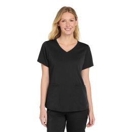 Custom Wink Women's Premiere Flex Mock Wrap Top - Black Front View 