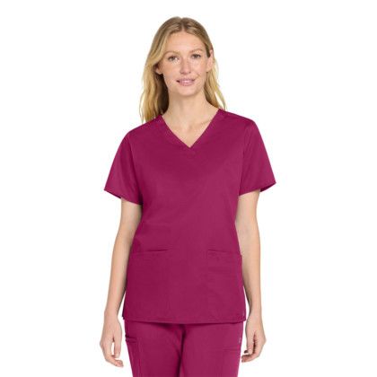 Custom Wink Women's WorkFlex V-Neck Top - Wine 