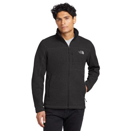 Custom The North Face Sweater Fleece Jacket - TNF Black Heather Front view