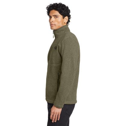 Custom The North Face Sweater Fleece Jacket - New Taupe Green Heather Side view