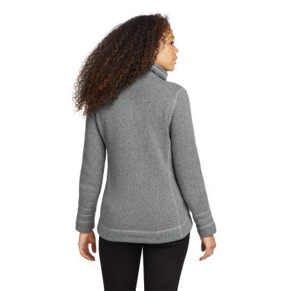 Custom The North Face Women's Sweater Fleece Jacket - TNF Medium Grey Heather Back view