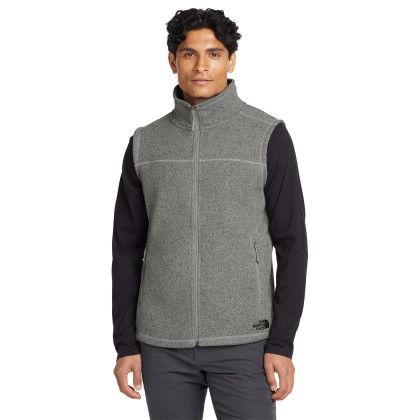 Custom The North Face Sweater Fleece Vest - TNF Medium Grey Heather Front view