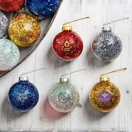 Custom Printed Holiday Glitter Ornament