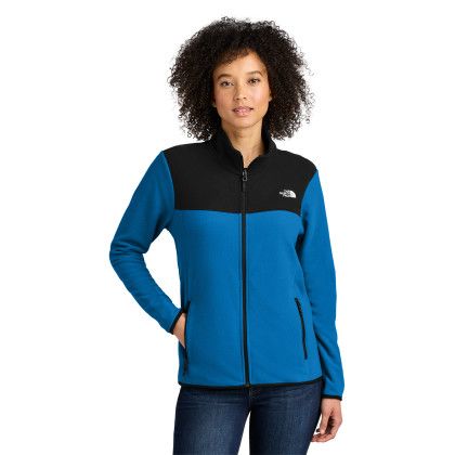 Custom The North Face Women's Glacier Full-Zip Fleece Jacket - Hero Blue TNF Black Front view