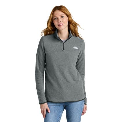 Custom The North Face Women's Glacier 1/4-Zip Fleece - TNF Medium Grey Heather Front view Custom The North Face Women's Glacier 1/4-Zip Fleece - TNF Medium Grey Heather Front view