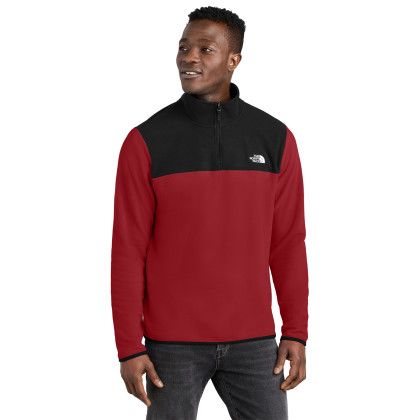 Custom The North Face Glacier 1/4-Zip Fleece - Range Red TNF Black Front view