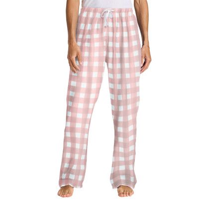 Custom District Women's Flannel Plaid Pant - Light Pink/White Buffalo Check Front view