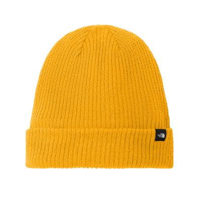 Custom The North Face Circular Rib Beanie - TNF Yellow Front view Custom The North Face Circular Rib Beanie - TNF Yellow Front view