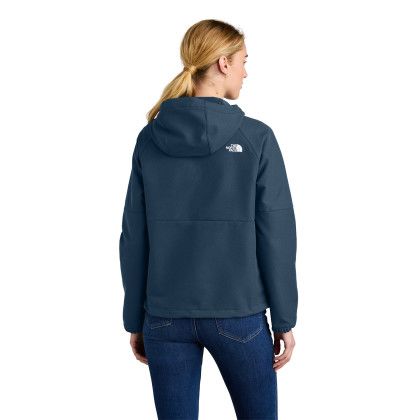 Custom The North Face Women's Barr Lake Hooded Soft Shell Jacket - Shady Blue Dark Heather Back view