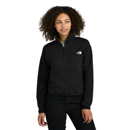 Custom The North Face Women's Double-Knit 1/2-Zip Fleece - TNF Black Front view