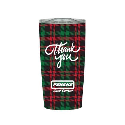 Custom Thank You Holiday Plaid 20 oz. Himalayan Tumbler