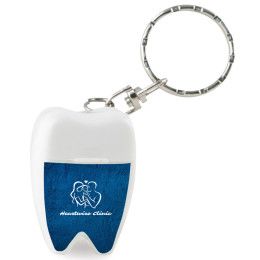 Custom Tooth Shaped Dental Floss With Key Chain - White