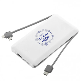 Custom Let It Snow Holiday Power Bank with 3-in-1 Cables