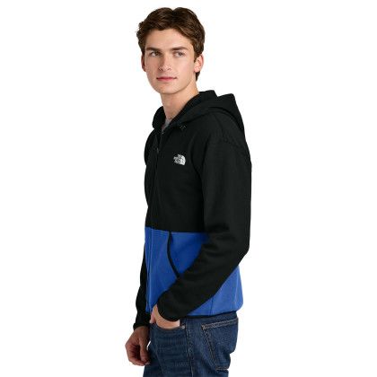 Custom The North Face Double-Knit Full-Zip Hoodie - TNF Blue & TNF Black Side view