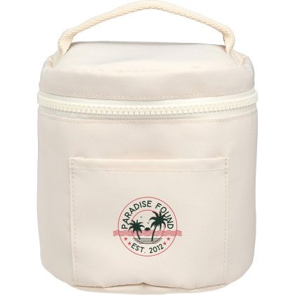 Custom Wellable Recycled Round Travel Case - Natural Front View 