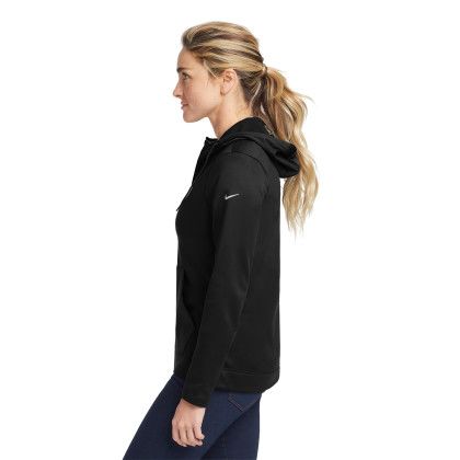 Custom Nike Women's Therma-FIT Full-Zip Fleece Hoodie - Black Side view Custom Nike Women's Therma-FIT Full-Zip Fleece Hoodie - Black Side view