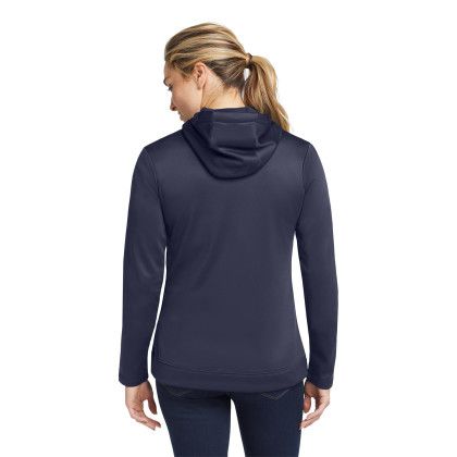 Custom Nike Women's Therma-FIT Full-Zip Fleece Hoodie - Midnight Navy Back view Custom Nike Women's Therma-FIT Full-Zip Fleece Hoodie - Midnight Navy Back view