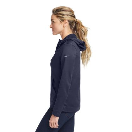 Custom Nike Women's Therma-FIT Full-Zip Fleece Hoodie - Midnight Navy Side view Custom Nike Women's Therma-FIT Full-Zip Fleece Hoodie - Midnight Navy Side view