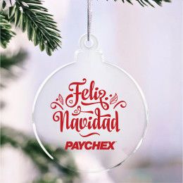 Custom Feliz Navidad Round Acrylic Holiday Ornament 