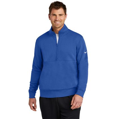 Custom Nike Club Fleece Sleeve Swoosh 1/2-Zip - Game Royal Front view