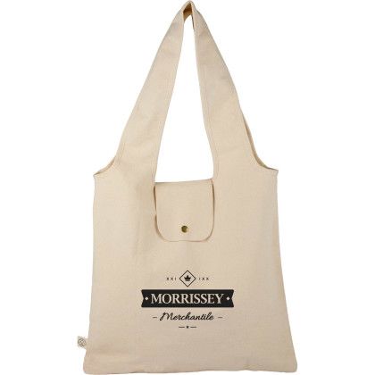 Custom Packable 8 oz Organic Cotton Tote - Natural Front View
