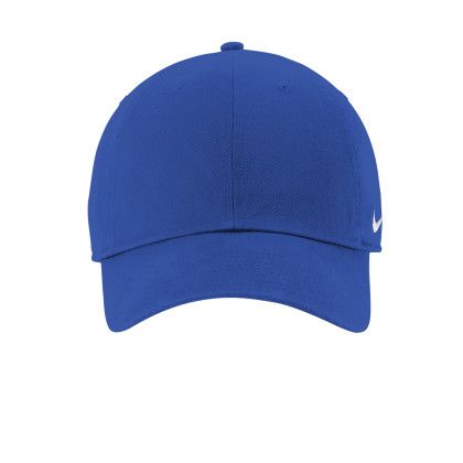 Custom Nike Heritage Cotton Twill Cap - Game Royal Front view Custom Nike Heritage Cotton Twill Cap - Game Royal Front view