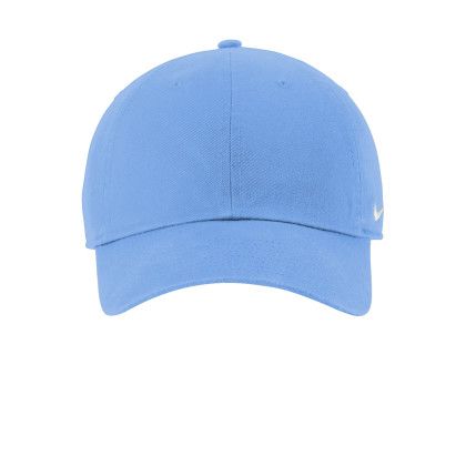 Custom Nike Heritage Cotton Twill Cap - Valor Blue Front view Custom Nike Heritage Cotton Twill Cap - Valor Blue Front view