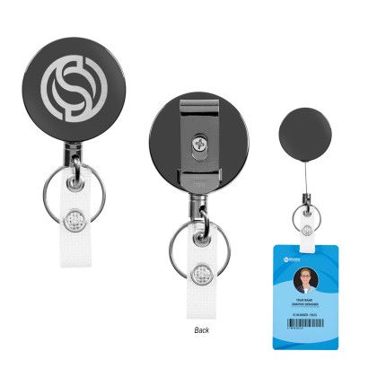 Custom Steel Retractable Badge Holder - Gunmetal Custom Steel Retractable Badge Holder - Gunmetal