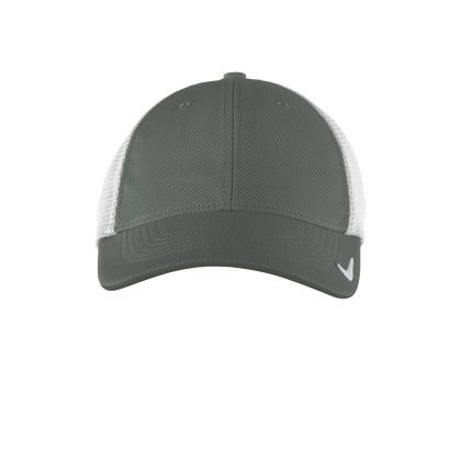 Custom Nike Stretch-to-Fit Mesh Back Cap - Anthracite & White Side view Custom Nike Stretch-to-Fit Mesh Back Cap - Anthracite & White Side view