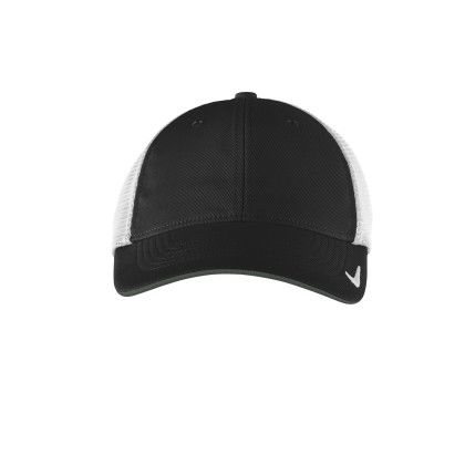 Custom Nike Stretch-to-Fit Mesh Back Cap - Black & White Front view Custom Nike Stretch-to-Fit Mesh Back Cap - Black & White Front view