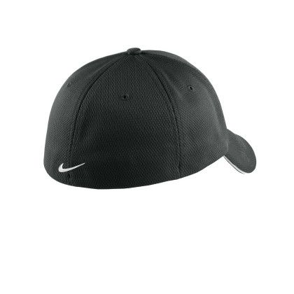 Custom Nike Dri-FIT Stretch Mesh Sandwich Bill Cap - Anthracite & White Back view Custom Nike Dri-FIT Stretch Mesh Sandwich Bill Cap - Anthracite & White Back view