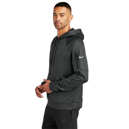 Custom Nike Therma-FIT Pocket Pullover Fleece Hoodie - Anthracite Side view Custom Nike Therma-FIT Pocket Pullover Fleece Hoodie - Anthracite Side view