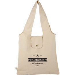Custom Packable 8 oz Organic Cotton Tote - Natural Front View