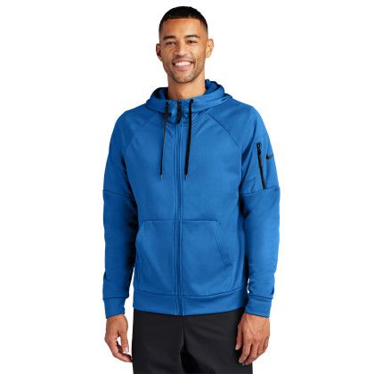 Custom Nike Therma-FIT Pocket Full-Zip Fleece Hoodie - Game Royal Front view