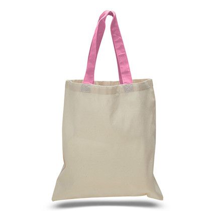 Custom Economical Tote Bag - Full Color - Natural/Azalea