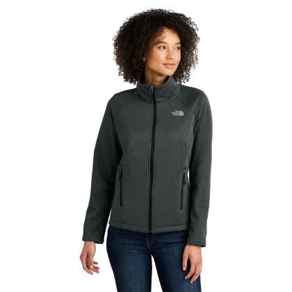 Custom The North Face Women's Chest Logo Ridgewall Soft Shell Jacket - TNF Dark Grey Heather Front view