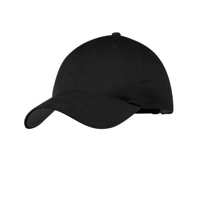 Custom Nike Unstructured Cotton/Poly Twill Cap - Black Side view Custom Nike Unstructured Cotton/Poly Twill Cap - Black Side view