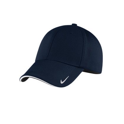 Custom Nike Dri-FIT Stretch Mesh Sandwich Bill Cap - Navy & White Side view Custom Nike Dri-FIT Stretch Mesh Sandwich Bill Cap - Navy & White Side view