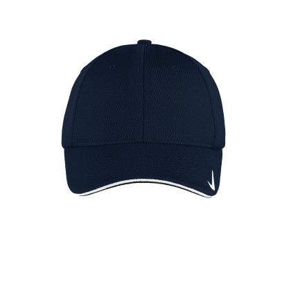 Custom Nike Dri-FIT Stretch Mesh Sandwich Bill Cap - Navy & White Front view Custom Nike Dri-FIT Stretch Mesh Sandwich Bill Cap - Navy & White Front view