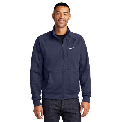 Custom Nike Full-Zip Chest Swoosh Jacket - Midnight Navy Front view