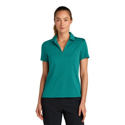 Custom Nike Women's Dri-FIT Smooth Heather Polo - Bright Spruce Heather Front View 