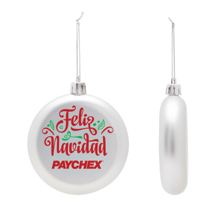 Custom Feliz Navidad Shatter-Resistant Flat Round Ornament 