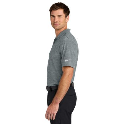 Custom Nike Dri-FIT Striated Polo - Cool Grey Side View 