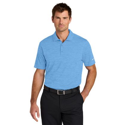 Custom Nike Dri-FIT Striated Polo - University Blue Front View 