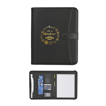 Custom - Let it Snow Pebble Grain Portfolio with Calculator 