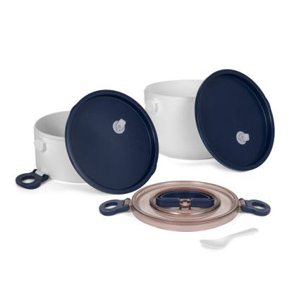 Custom SnapStack Rounded Bento Box - Navy Open View 